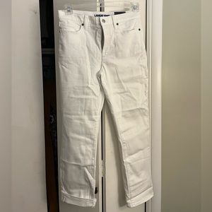 Lands End High-Rise Straight Leg White Jeans